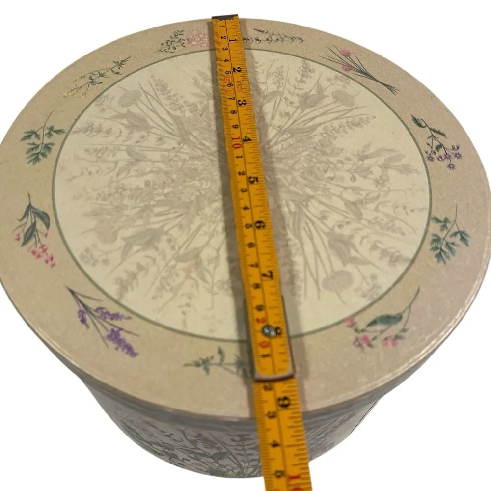 Revelations Round Keepsake Jewelry Trinket Storage Box Herbal Bouquet 9
